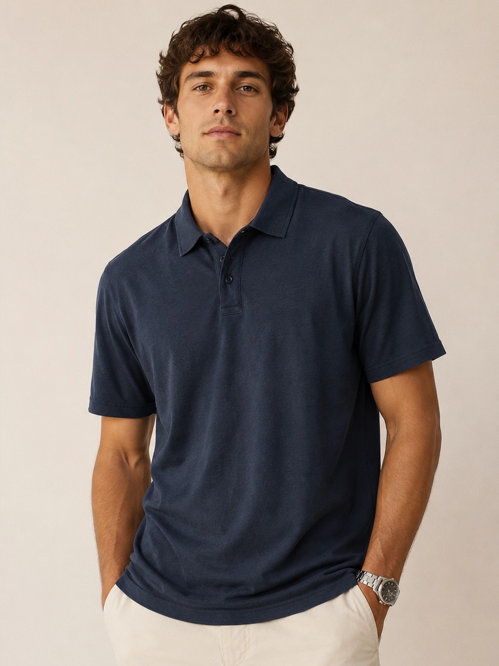01.ALGO Men’s Short Sleeve Polo Shirt Navy XL 0577